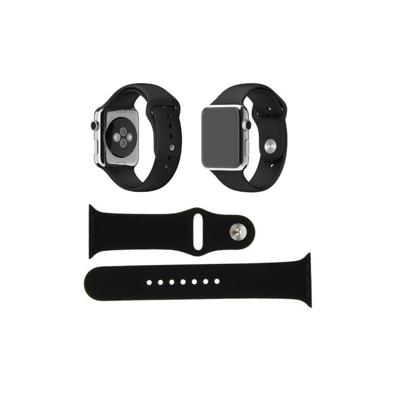 CINTURINO IN SILICONE APPLE WATCH CASSA 42MM SERIE 1 NERO