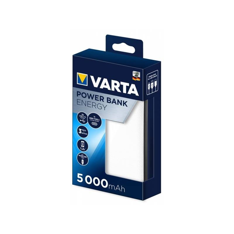 POWER BANK VARTA ENERGY 5000MAH COLORE BIANCO