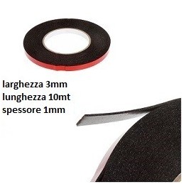 BIADESIVO CON SPESSORE DA 1mm LARGHEZZA 3mm LUNGHEZZA 10MT