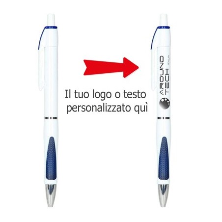 PENNE A SFERA A SCATTO COLORE BLUE PERSONALIZZATE - SET 50 PEZZI