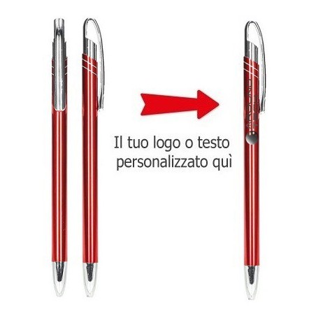 PENNE A SFERA IN METALLO PERSONALIZZATA COLORE ROSSO  - SET 50 PEZZI
