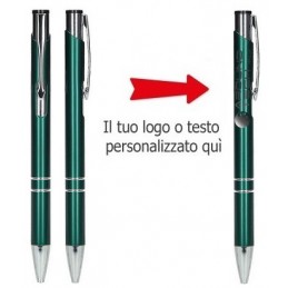 PENNE A SFERA IN METALLO PERSONALIZZATA COLORE VERDE  - SET 50 PEZZI