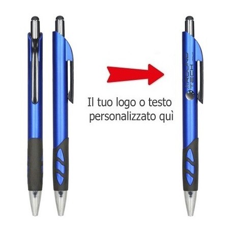PENNE A SFERA TOUCH STYLUS PERSONALIZZATA COLORE BLU/NERO  - SET 50 PEZZI