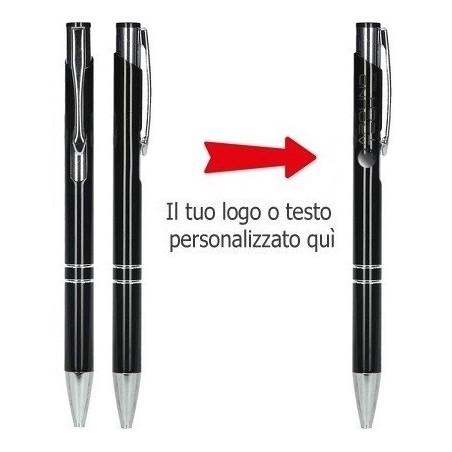 PENNE A SFERA IN METALLO PERSONALIZZATA COLORE NERO  - SET 50 PEZZI