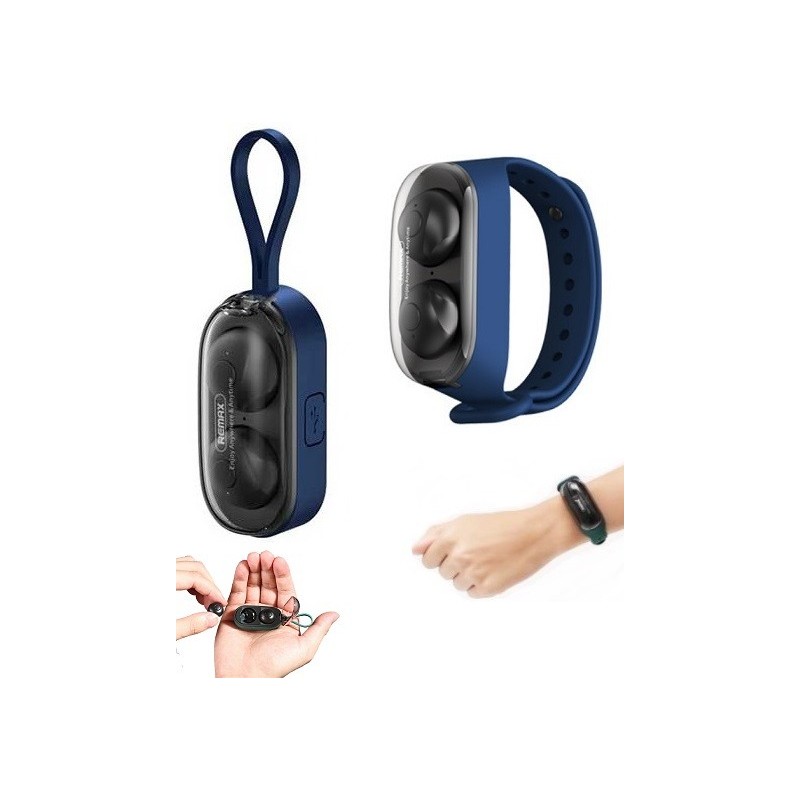 AURICOLARI BLUETOOTH DA POLSO REMAX TWS-15 BLU