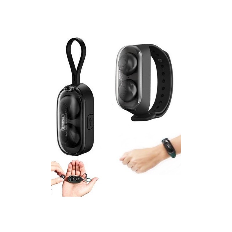 AURICOLARI BLUETOOTH DA POLSO REMAX TWS-15 NERO