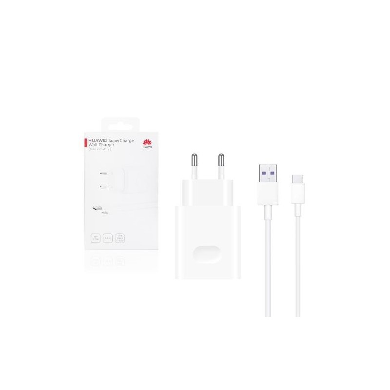 CARICABATTERIE USB HUAWEI + CAVO TYPE-C BIANCO (HW-100225E00) 22.5W