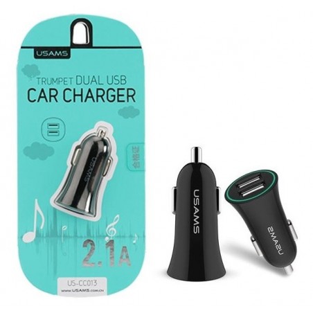 CARICABATTERIE DA AUTO (2X) USB USAMS NERO (US-CC013)