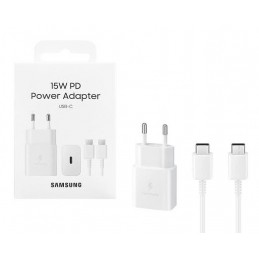 CARICABATTERIE TYPE-C SAMSUNG + CAVO TYPE-C FAST CHARGER EP-T1510XWEGEU BIANCO 15W