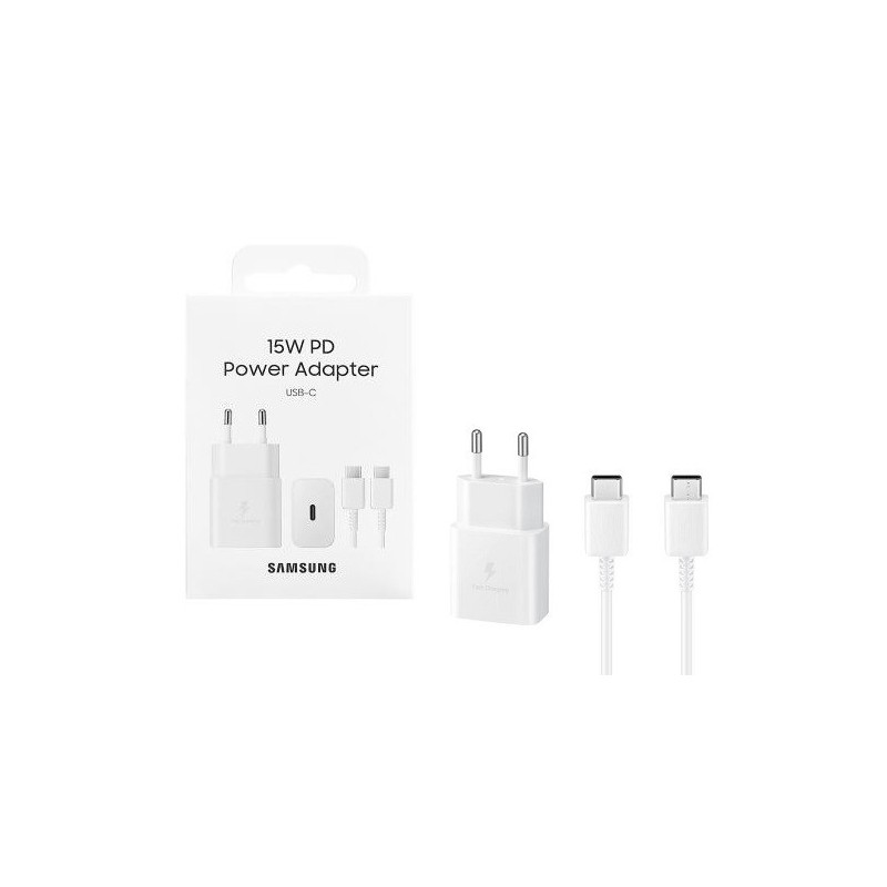 CARICABATTERIE TYPE-C SAMSUNG + CAVO TYPE-C FAST CHARGER EP-T1510XWEGEU BIANCO 15W