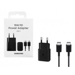 CARICABATTERIE TYPE-C SAMSUNG + CAVO TYPE-C FAST CHARGER EP-T1510XBEGEU NERO 15W