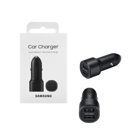 CARICABATTERIE DA AUTO (2X) USB SAMSUNG FAST CHARGER EP-L1100NBEGWW NERO 15W