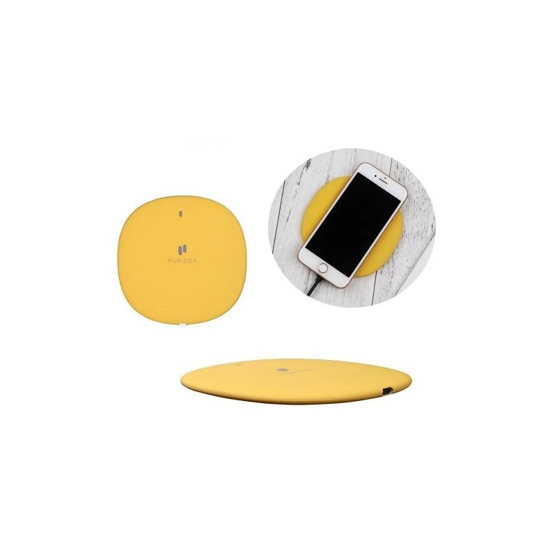 BASE DI RICARICA INDUTTIVA WIRELESS FAST CHARGER PURIDEA Qi 10W M01 ULTRA SLIM YELLOW