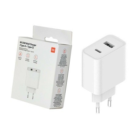 CARICABATTERIE DUAL TYPE-C + USB XIAOMI FAST CHARGER BHR4996GL BIANCO 33W