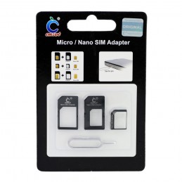 ADATTATORE NOOSY NANO SIM CARD KIT 3 PEZZI NERO