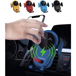 CARICABATTERIE WIRELESS PER AUTO CON SENSORE E CLIP AUTOMATICA BLU