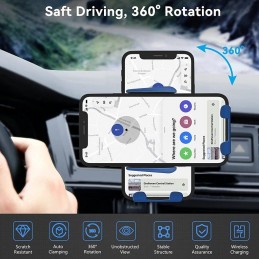 CARICABATTERIE WIRELESS PER AUTO CON SENSORE E CLIP AUTOMATICA BLU