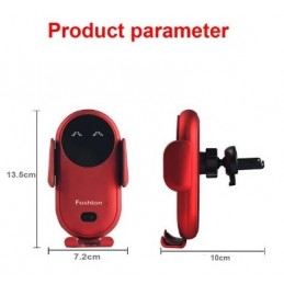 CARICABATTERIE WIRELESS PER AUTO CON SENSORE E CLIP AUTOMATICA ROSSO