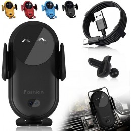 CARICABATTERIE WIRELESS PER AUTO CON SENSORE E CLIP AUTOMATICA NERO