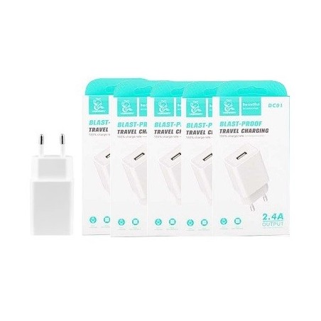 5 X CARICABATTERIE USB FAST CHARGER 2.4A 12W BIANCO VDENMENV DC01