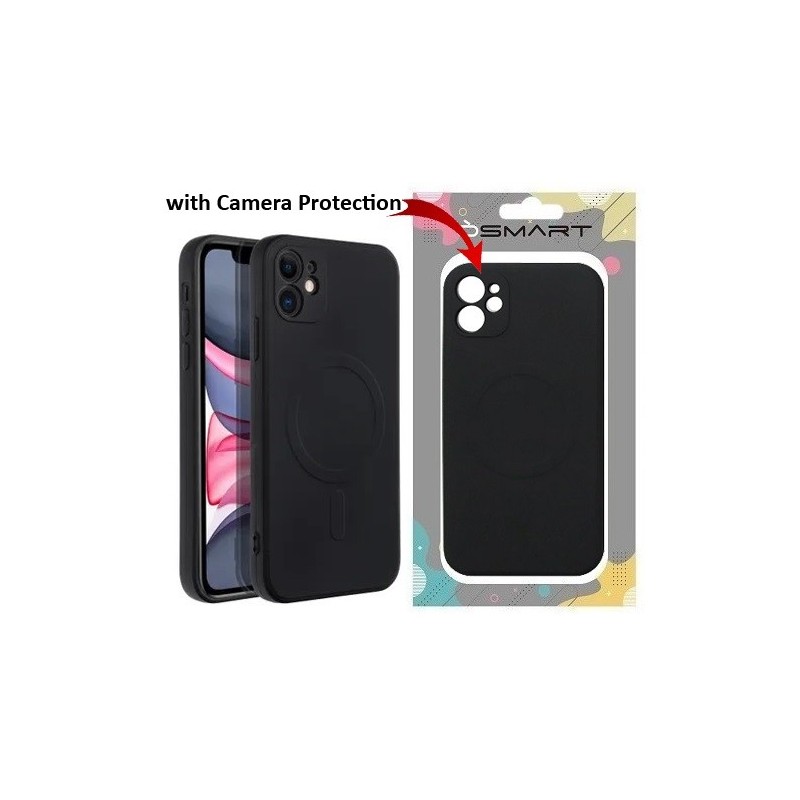 COVER PROTEZIONE APPLE IPHONE 11 - MAGSAFE SILICONE NERO (CON PROTEZIONE FOTOCAMERA)