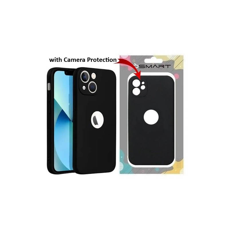 COVER PROTEZIONE APPLE IPHONE 13 PRO MAX - SOFT SILICONE NERO (CON PROTEZIONE FOTOCAMERA E FORO PER IL LOGO)