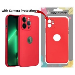 COVER PROTEZIONE APPLE IPHONE 14 PRO MAX - SOFT SILICONE ROSSO (CON PROTEZIONE FOTOCAMERA E FORO PER IL LOGO)