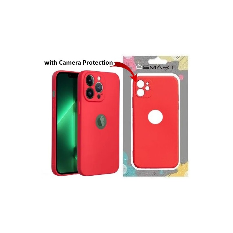 COVER PROTEZIONE APPLE IPHONE 13 PRO MAX - SOFT SILICONE ROSSO (CON PROTEZIONE FOTOCAMERA E FORO PER IL LOGO)