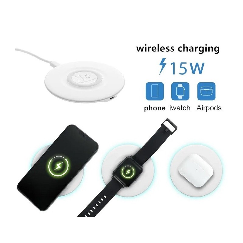 BASE DI RICARICA INDUTTIVA WIRELESS FAST CHARGER 15W MT30 COLORE BIANCO