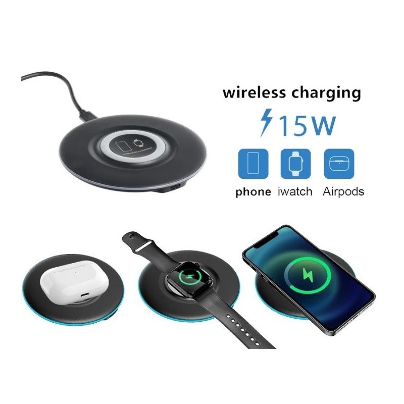 BASE DI RICARICA INDUTTIVA WIRELESS FAST CHARGER 15W MT30 COLORE NERO