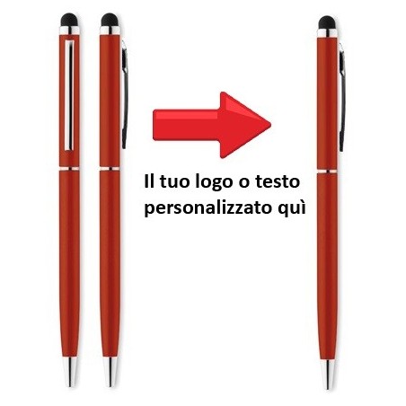 PENNE A SFERA TOUCH STYLUS PERSONALIZZATA COLORE ROSSO  - SET 50 PEZZI