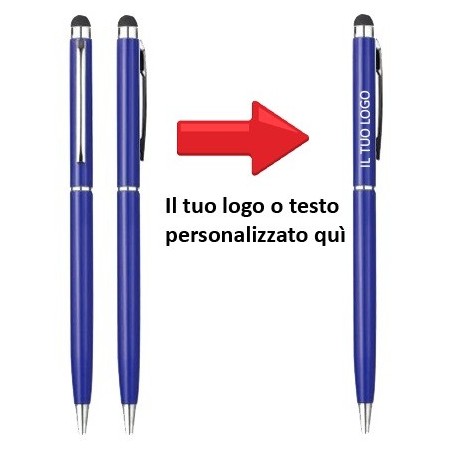 PENNE A SFERA TOUCH STYLUS PERSONALIZZATA COLORE BLU  - SET 50 PEZZI