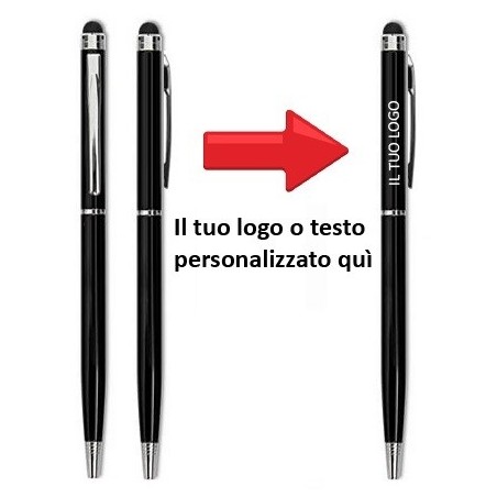 PENNE A SFERA TOUCH STYLUS PERSONALIZZATA COLORE NERO  - SET 50 PEZZI