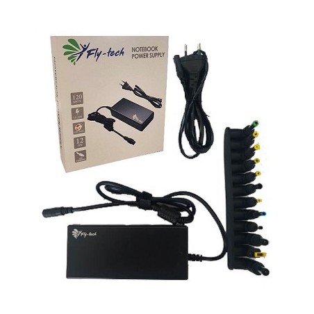 ALIMENTATORE NOTEBOOK 120W AUTOSETTANTE FLY TECH 12 CONNETTORI + USB