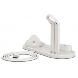 BASE DI RICARICA 6 IN 1 FAST CHARGER BIANCO WIRELESS - LIGHTINING - MICRO SUB - TYPE C