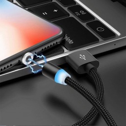 CAVO MAGNETICO CON LED HUAWEI SAMSUNG XIAOMI TYPE-C / USB 1MT NERO