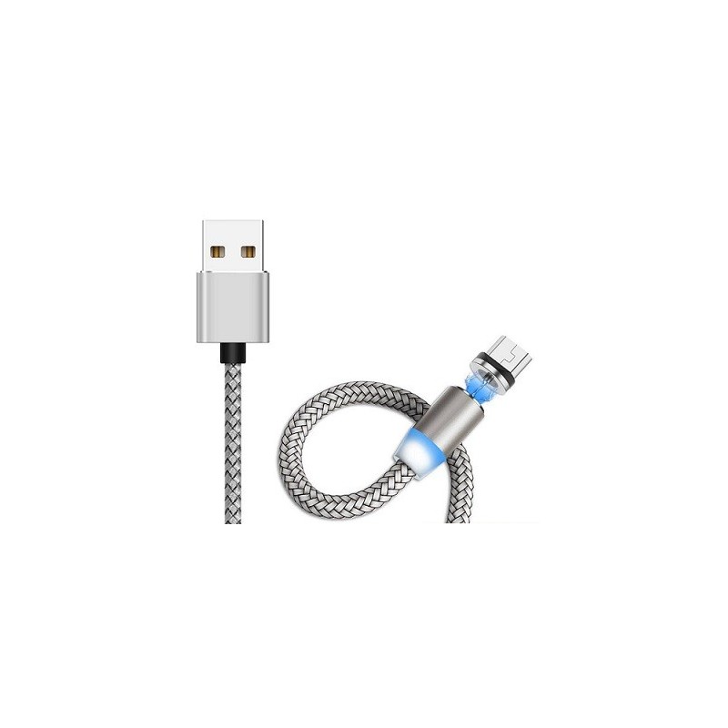 CAVO MAGNETICO CON LED HUAWEI SAMSUNG XIAOMI TYPE-C / USB 1MT SILVER