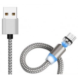 CAVO MAGNETICO CON LED HUAWEI SAMSUNG XIAOMI MICRO USB / USB 1MT SILVER