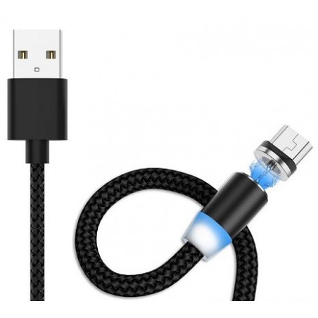 CAVO MAGNETICO CON LED HUAWEI SAMSUNG XIAOMI MICRO USB / USB 1MT NERO
