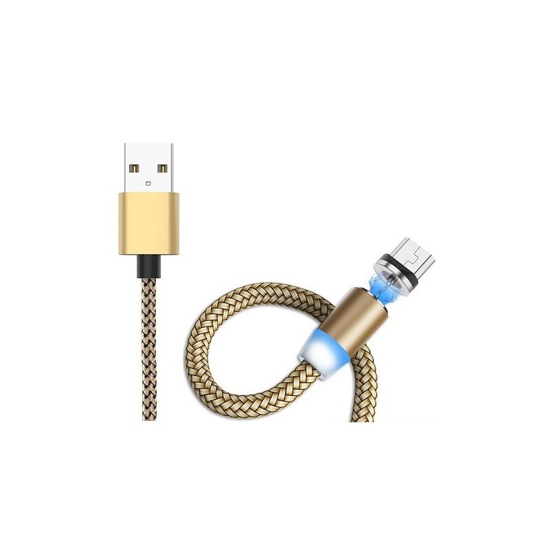 CAVO MAGNETICO CON LED HUAWEI SAMSUNG XIAOMI MICRO USB / USB 1MT GOLD