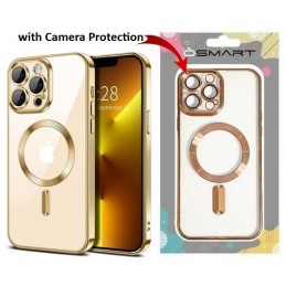 COVER PROTEZIONE APPLE IPHONE 11 PRO MAX - MAGSAFE TPU TRASPARENTE/GOLD (CON PROTEZIONE FOTOCAMERA)