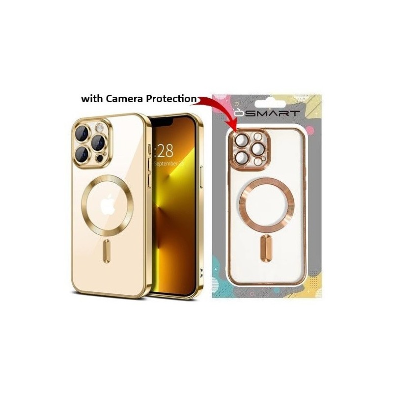 COVER PROTEZIONE APPLE IPHONE 11 PRO MAX - MAGSAFE TPU TRASPARENTE/GOLD (CON PROTEZIONE FOTOCAMERA)