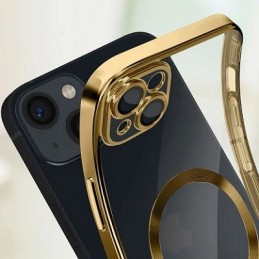 COVER PROTEZIONE APPLE IPHONE 11 PRO MAX - MAGSAFE TPU TRASPARENTE/GOLD (CON PROTEZIONE FOTOCAMERA)