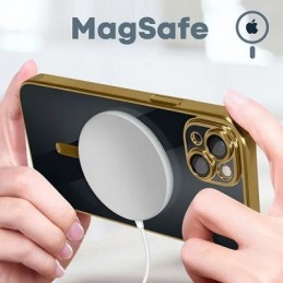 COVER PROTEZIONE APPLE IPHONE 11 PRO MAX - MAGSAFE TPU TRASPARENTE/GOLD (CON PROTEZIONE FOTOCAMERA)