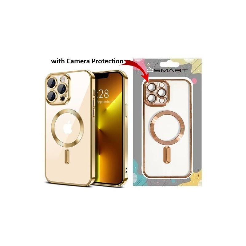 COVER PROTEZIONE APPLE IPHONE 11 PRO - MAGSAFE TPU TRASPARENTE/GOLD (CON PROTEZIONE FOTOCAMERA)