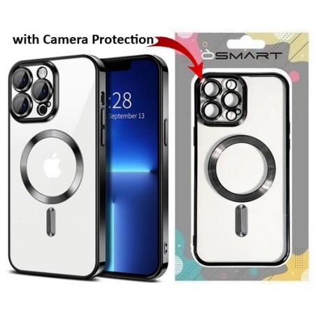 COVER PROTEZIONE APPLE IPHONE 11 PRO MAX - MAGSAFE TPU TRASPARENTE/NERO (CON PROTEZIONE FOTOCAMERA)