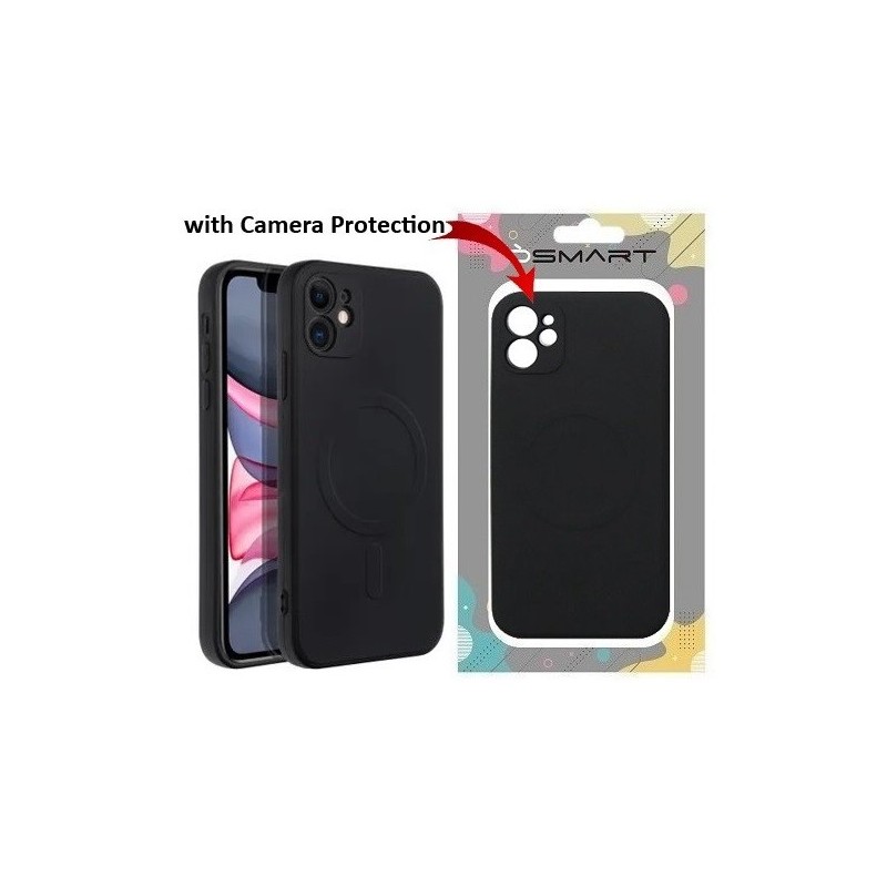 COVER PROTEZIONE APPLE IPHONE 11 PRO MAX - MAGSAFE SILICONE NERO (CON PROTEZIONE FOTOCAMERA)