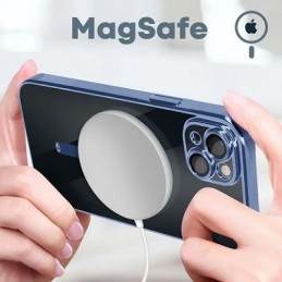 COVER PROTEZIONE APPLE IPHONE 11 PRO MAX - MAGSAFE TPU TRASPARENTE/BLU (CON PROTEZIONE FOTOCAMERA)