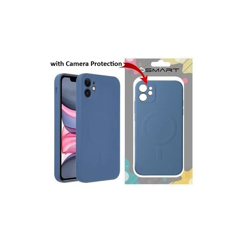 COVER PROTEZIONE APPLE IPHONE 11 PRO MAX - MAGSAFE SILICONE BLU (CON PROTEZIONE FOTOCAMERA)