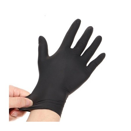 GUANTI MONOUSO IN NITRITE COLORE NERO ANTIALLERGICI (100 PZ.) TAGLIA L